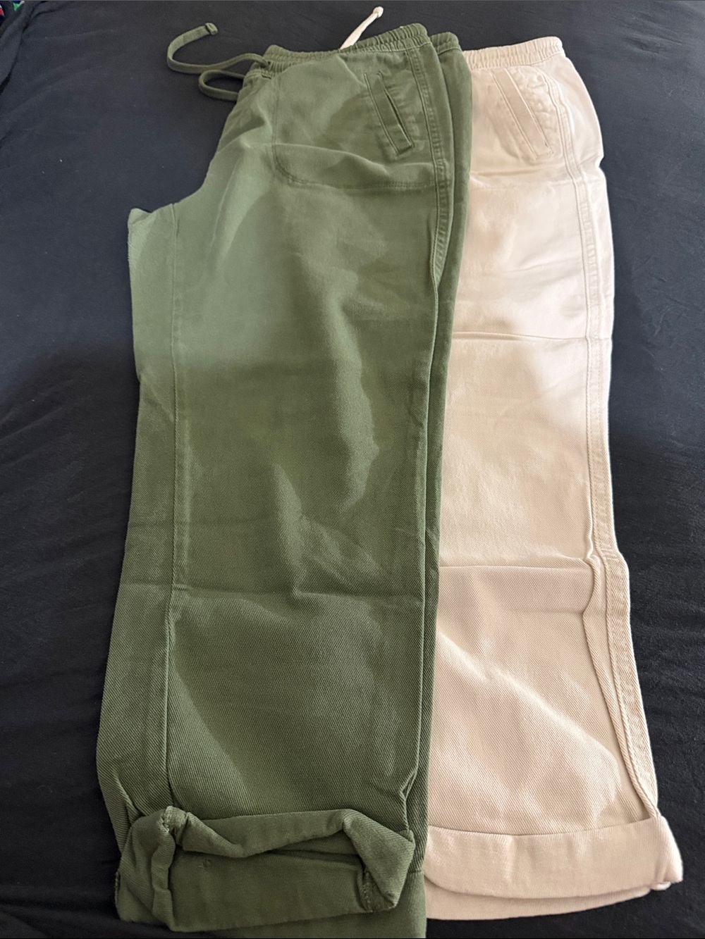 Time and Tru Olive Green and Beige Track Joggers